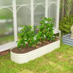 Outsunny 6.4' x 2' x 1' Galvanized Raised Garden Bed Kit, Metal Planter Box with Safety Edging, Cream - Image 9