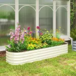 Outsunny 6.4' x 2' x 1' Galvanized Raised Garden Bed Kit, Metal Planter Box with Safety Edging, Cream - Image 10