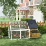 65 Chicken Coop Wooden House Rabbit Hutch Poultry Cage Hen Pen Nesting Box Ramp Run Backyard Yellow - Image 2