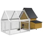 65 Chicken Coop Wooden House Rabbit Hutch Poultry Cage Hen Pen Nesting Box Ramp Run Backyard Yellow - Image 11