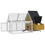 65 Chicken Coop Wooden House Rabbit Hutch Poultry Cage Hen Pen Nesting Box Ramp Run Backyard Yellow