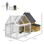 65 Chicken Coop Wooden House Rabbit Hutch Poultry Cage Hen Pen Nesting Box Ramp Run Backyard Yellow - Image 3
