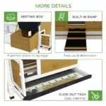 65 Chicken Coop Wooden House Rabbit Hutch Poultry Cage Hen Pen Nesting Box Ramp Run Backyard Yellow - Image 7