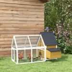 65 Chicken Coop Wooden House Rabbit Hutch Poultry Cage Hen Pen Nesting Box Ramp Run Backyard Yellow - Image 10
