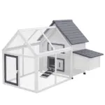 65 Chicken Coop Wooden House Rabbit Hutch Poultry Cage Hen Pen Nesting Box Ramp Run Patio Backyard Garden Gray White