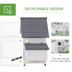 65 Chicken Coop Wooden House Rabbit Hutch Poultry Cage Hen Pen Nesting Box Ramp Run Patio Backyard Garden Gray White - Image 6