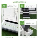 65 Chicken Coop Wooden House Rabbit Hutch Poultry Cage Hen Pen Nesting Box Ramp Run Patio Backyard Garden Gray White - Image 7