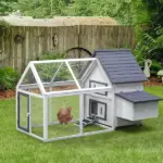 65 Chicken Coop Wooden House Rabbit Hutch Poultry Cage Hen Pen Nesting Box Ramp Run Patio Backyard Garden Gray White - Image 8