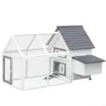 65 Chicken Coop Wooden House Rabbit Hutch Poultry Cage Hen Pen Nesting Box Ramp Run Patio Backyard Garden Gray White - Image 9