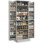 HOMCOM 65" Kitchen Cabinet, Kitchen Pantry Cabinet with 4 Doors and 16 Door Shelves for Dining Room, Gray - Image 11