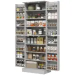 HOMCOM 65" Kitchen Cabinet, Kitchen Pantry Cabinet with 4 Doors and 16 Door Shelves for Dining Room, Gray