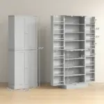 HOMCOM 65" Kitchen Cabinet, Kitchen Pantry Cabinet with 4 Doors and 16 Door Shelves for Dining Room, Gray - Image 3