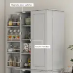 HOMCOM 65" Kitchen Cabinet, Kitchen Pantry Cabinet with 4 Doors and 16 Door Shelves for Dining Room, Gray - Image 7