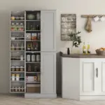 HOMCOM 65" Kitchen Cabinet, Kitchen Pantry Cabinet with 4 Doors and 16 Door Shelves for Dining Room, Gray - Image 8