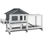 65 Inch Wooden Rabbit Hutch with Playpen, Openable Roof and Storage, Gray - Image 11