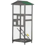 65 Outdoor Wooden Bird Cage for Finches Aviary with Tray 2 Doors Grey - Image 11