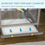 65 Outdoor Wooden Bird Cage for Finches Aviary with Tray 2 Doors Grey - Image 4