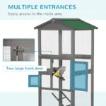 65 Outdoor Wooden Bird Cage for Finches Aviary with Tray 2 Doors Grey - Image 5