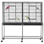 PawHut 65"L Large Rolling Metal Bird Cage Bird House with Detachable Rolling Stand - Image 16