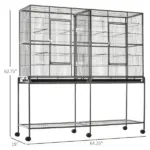 PawHut 65"L Large Rolling Metal Bird Cage Bird House with Detachable Rolling Stand - Image 3