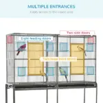 PawHut 65"L Large Rolling Metal Bird Cage Bird House with Detachable Rolling Stand - Image 5