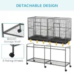 PawHut 65"L Large Rolling Metal Bird Cage Bird House with Detachable Rolling Stand - Image 6