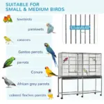 PawHut 65"L Large Rolling Metal Bird Cage Bird House with Detachable Rolling Stand - Image 7