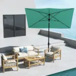 6.6 X 10 ft Rectangular Patio Umbrella Outdoor Table Market Umbrella with Crank and Push Button Tilt for Garden, Lawn, Deck and Backyard, Teal - Image 2