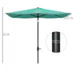 6.6 X 10 ft Rectangular Patio Umbrella Outdoor Table Market Umbrella with Crank and Push Button Tilt for Garden, Lawn, Deck and Backyard, Teal - Image 3