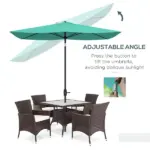 6.6 X 10 ft Rectangular Patio Umbrella Outdoor Table Market Umbrella with Crank and Push Button Tilt for Garden, Lawn, Deck and Backyard, Teal - Image 4