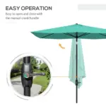 6.6 X 10 ft Rectangular Patio Umbrella Outdoor Table Market Umbrella with Crank and Push Button Tilt for Garden, Lawn, Deck and Backyard, Teal - Image 5