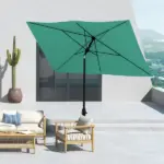 6.6 X 10 ft Rectangular Patio Umbrella Outdoor Table Market Umbrella with Crank and Push Button Tilt for Garden, Lawn, Deck and Backyard, Teal - Image 9