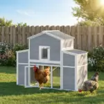 66.5" Large Chicken Coop, Wooden Chicken House with 2 Nesting Boxes, Sliding Tray and Ramp, for Backyard Farm - Image 2