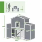 66.5" Large Chicken Coop, Wooden Chicken House with 2 Nesting Boxes, Sliding Tray and Ramp, for Backyard Farm - Image 3