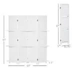 HOMCOM 67" 4-Panel Portable Room Divider, Wooden Privacy Screen with Display Shelves, Folding, White - Image 3