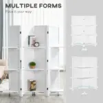 HOMCOM 67" 4-Panel Portable Room Divider, Wooden Privacy Screen with Display Shelves, Folding, White - Image 7