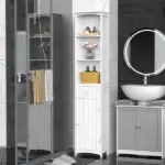 HOMCOM 67 Inch Bathroom Storage Cabinet Free Standing Tall Linen Tower 3-Tier Shelves Drawer White - Image 11