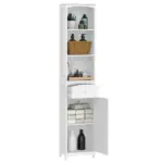 HOMCOM 67 Inch Bathroom Storage Cabinet Free Standing Tall Linen Tower 3-Tier Shelves Drawer White - Image 12