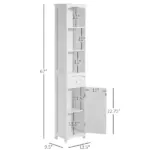 HOMCOM 67 Inch Bathroom Storage Cabinet Free Standing Tall Linen Tower 3-Tier Shelves Drawer White - Image 3