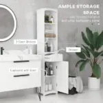 HOMCOM 67 Inch Bathroom Storage Cabinet Free Standing Tall Linen Tower 3-Tier Shelves Drawer White - Image 4