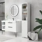 HOMCOM 67 Inch Bathroom Storage Cabinet Free Standing Tall Linen Tower 3-Tier Shelves Drawer White - Image 10