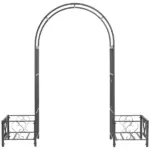 6.7' Metal Garden Arch, with Gate and Planter Boxes, Steel Arch Arbor, Water-Resistant, for Ceremony, Weddings, Dark Gray - Image 11