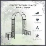 6.7' Metal Garden Arch, with Gate and Planter Boxes, Steel Arch Arbor, Water-Resistant, for Ceremony, Weddings, Dark Gray - Image 5