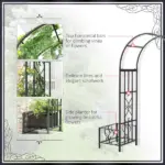 6.7' Metal Garden Arch, with Gate and Planter Boxes, Steel Arch Arbor, Water-Resistant, for Ceremony, Weddings, Dark Gray - Image 6