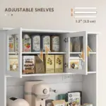 68" Storage Pantry Cupboards, Freestanding Cabinet with 2 Tilt Out Cabinets and Build-in Charging Station for Dining Room, White - Image 6