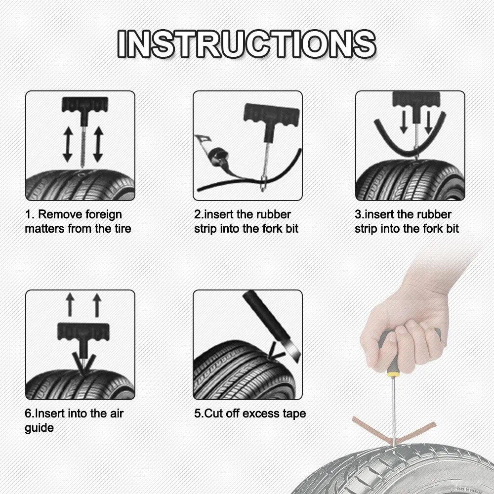 68 Piece Tubeless Tire Repair Kit for Car Truck and Motorcycle