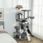 PawHut 69 Inch Cat Tree, Multi-Level Cat Tower with 2 Condos and 3 Hammocks, 8 Scratching Posts, for Multiple Cats, Dark Gray - Image 2