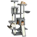 PawHut 69 Inch Cat Tree, Multi-Level Cat Tower with 2 Condos and 3 Hammocks, 8 Scratching Posts, for Multiple Cats, Dark Gray - Image 11