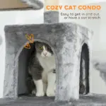PawHut 69 Inch Cat Tree, Multi-Level Cat Tower with 2 Condos and 3 Hammocks, 8 Scratching Posts, for Multiple Cats, Dark Gray - Image 5