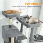 PawHut 69 Inch Cat Tree, Multi-Level Cat Tower with 2 Condos and 3 Hammocks, 8 Scratching Posts, for Multiple Cats, Dark Gray - Image 6